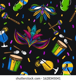 HAND DRAW BRAZIL FESTIVAL ILLUSTRATION SEAMLESS PATTERN