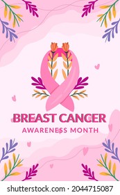 hand draw breast cancer awareness poster vector illustration