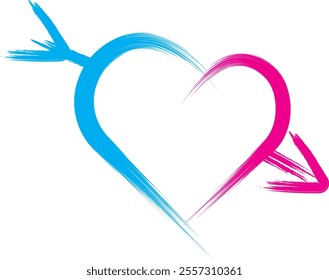 Hand draw brush heart shape vector art