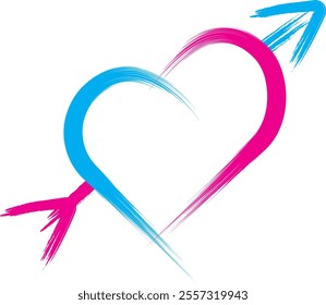 Hand draw brush heart shape vector art
