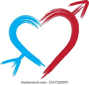 Hand draw brush heart shape vector art
