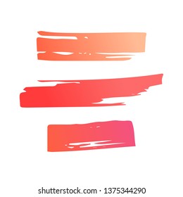 Hand draw  brush strokes. Set of decorative colored frames. Grunge pink and coral banner, substrate.