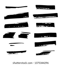 Hand draw  brush strokes. Set of decorative black frames. Grunge banner, substrate.