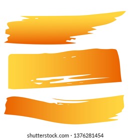 Hand draw  brush strokes. Set of decorative colored frames. Grunge orange banner, substrate.