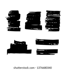 Hand draw  brush strokes. Set of decorative black frames. Grunge banner, substrate.