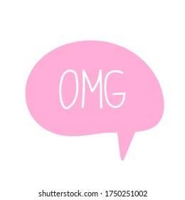 Hand draw bubble talk phrases. Online chat cloud with word comment information OMG. Vector stock illustration isolated on white background	

