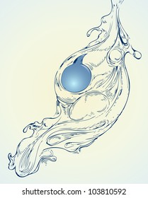 hand draw of bubble text on splashing water