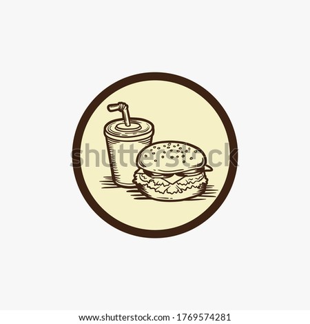 hand draw burger vintage logo