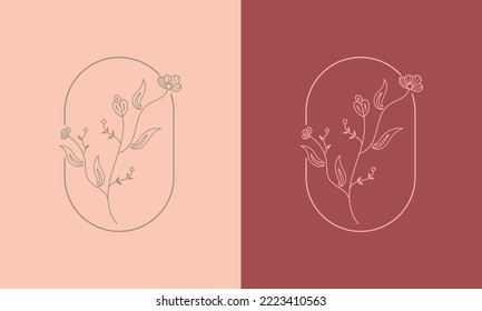 hand draw business logo template, flower design for beauty brands vector