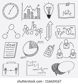 Hand Draw Business Management Icon Set