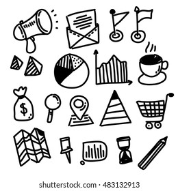 hand draw business management icon set