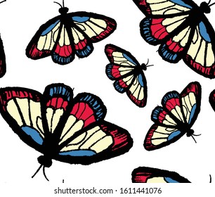 hand draw butterfly pattern. Vector illustration
