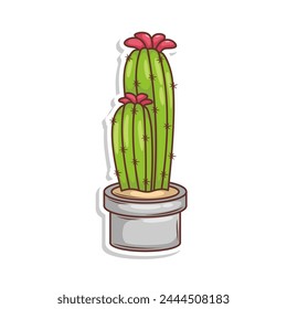 Hand draw cactus plant cartoon flat design