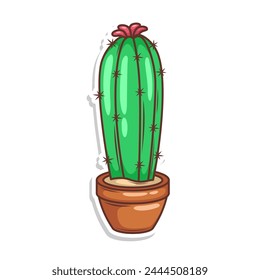 Hand draw cactus plant cartoon flat design