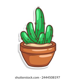 Hand draw cactus plant cartoon flat design
