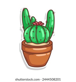 Hand draw cactus plant cartoon flat design