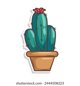 Hand draw cactus plant cartoon flat design