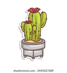 Hand draw cactus plant cartoon flat design

