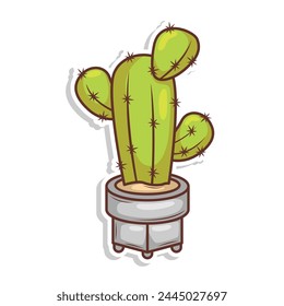Hand draw cactus plant cartoon flat design

