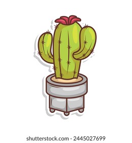 Hand draw cactus plant cartoon flat design

