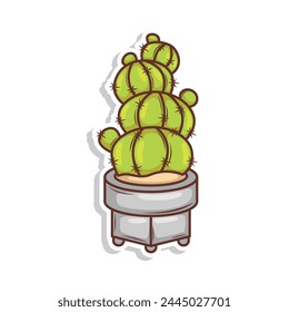 Hand draw cactus plant cartoon flat design

