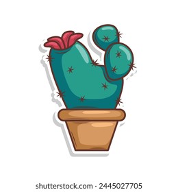 Hand draw cactus plant cartoon flat design

