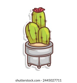 Hand draw cactus plant cartoon flat design

