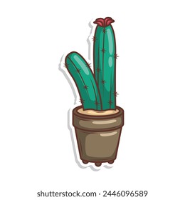 Hand draw cactus plant cartoon flat design
