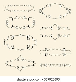 hand draw calligraphy vector frame set