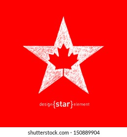 The hand draw Canadian maple Leaf in Vector Star