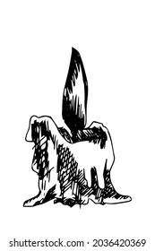 Dibujar a mano una vela con fuego. entrada manuscrita de ilustración vectorial en el esbozo de fondo blanco.
