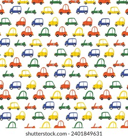 hand draw car pattern, transtort pattern, seamless, kids illustration, cartoon car, transport
