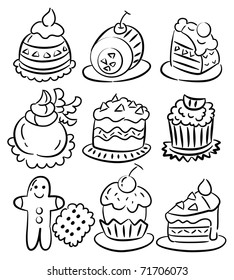 hand draw cartoon cake icon