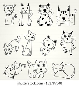 hand draw cartoon cat icon