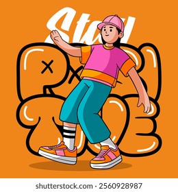 Hand Draw Cartoon comic streetwear illustration