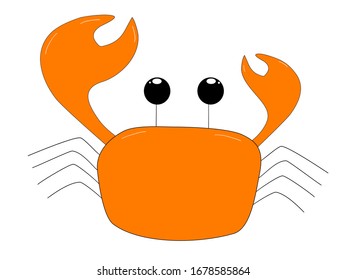 Hand draw cartoon cute crab orange color isolated in white background 