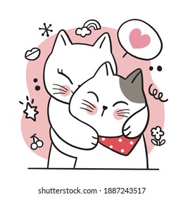 Cartoon Cute Valentines Day Couple Cats Stock Vector (Royalty Free ...