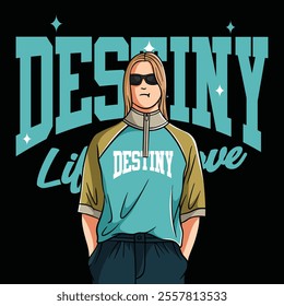 Hand Draw Cartoon destiny streetwear illustration