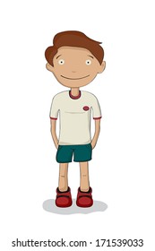 Hand draw cartoon kid with hands in pockets