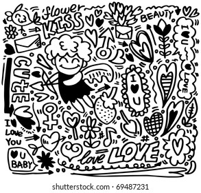 hand draw cartoon love element