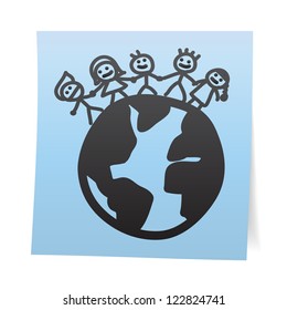 Hand draw cartoon on paper note stickers.eps10