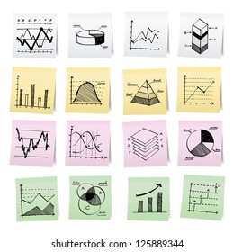 Hand draw cartoon on paper note stickers.eps10