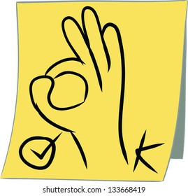 Hand draw cartoon on paper note