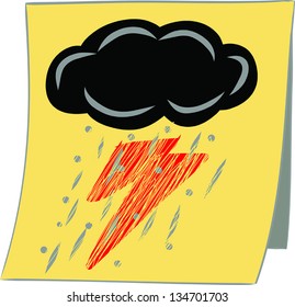 Hand draw cartoon on paper note