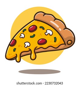 hand draw cartoon pizza good for sticker, vector illustration