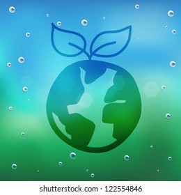 Hand draw cartoon and water drop on glass.EPS10
