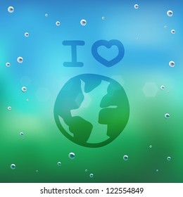 Hand draw cartoon and water drop on glass.EPS10