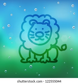 Hand draw cartoon and water drop on glass.EPS10