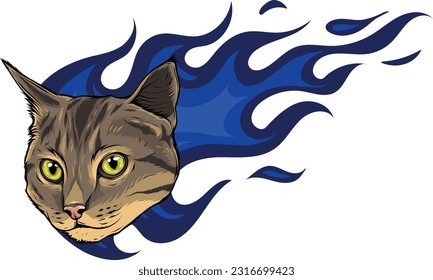 hand draw of cat head vector illustration design