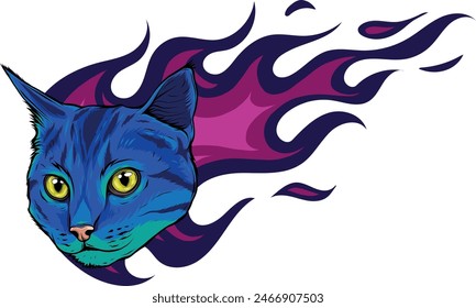 hand draw of cat head vector illustration design